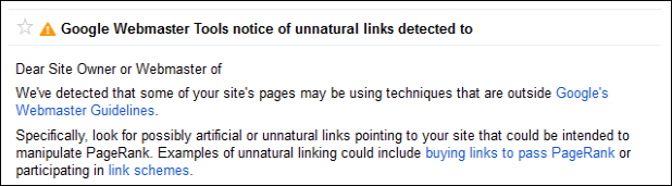 Google Webmaster Tools Message