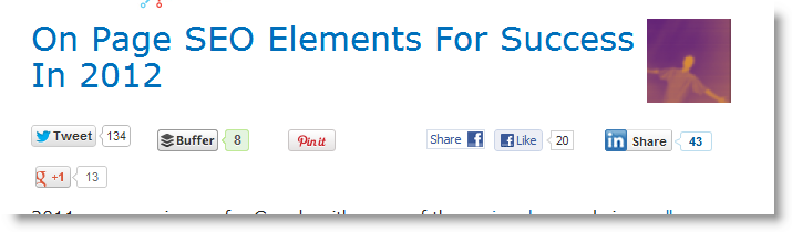 tweets and likes has the blog got lots of social shares